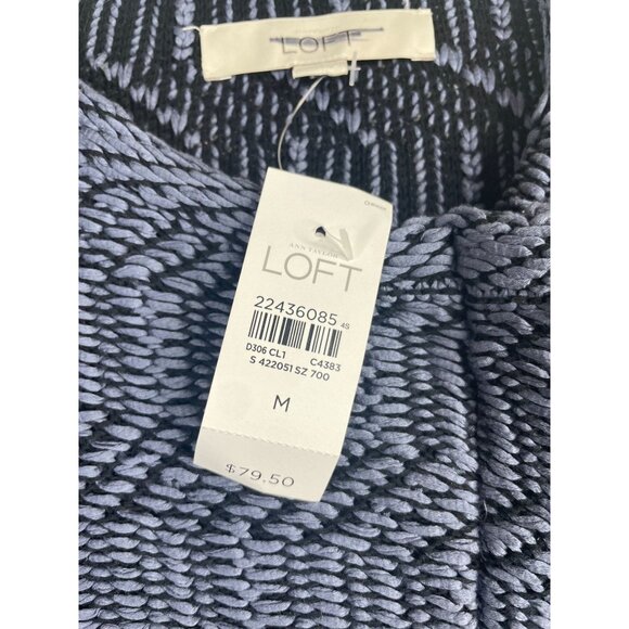 New Loft Asymmetrical Zip Knit Sweater size Medium Blue - Picture 3 of 8